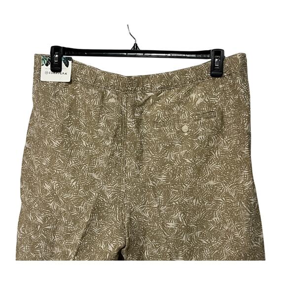 Cubavera Shorts Mens XLarge Beige Linen Blend Flat Front Tropical Leaf Print NWT - Picture 6 of 11